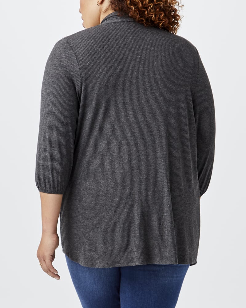 Plus Size Olive Green Cia 3 4 Sleeve Rib Knit Cardigan Charcoal Grey